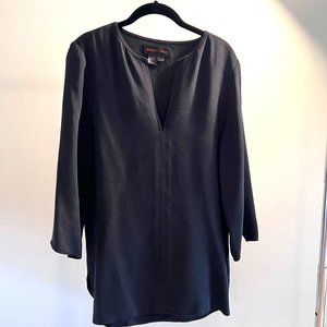Nina McLemore 4 Ply Silk Long Sleeve Black Tunic Size 10 Medium